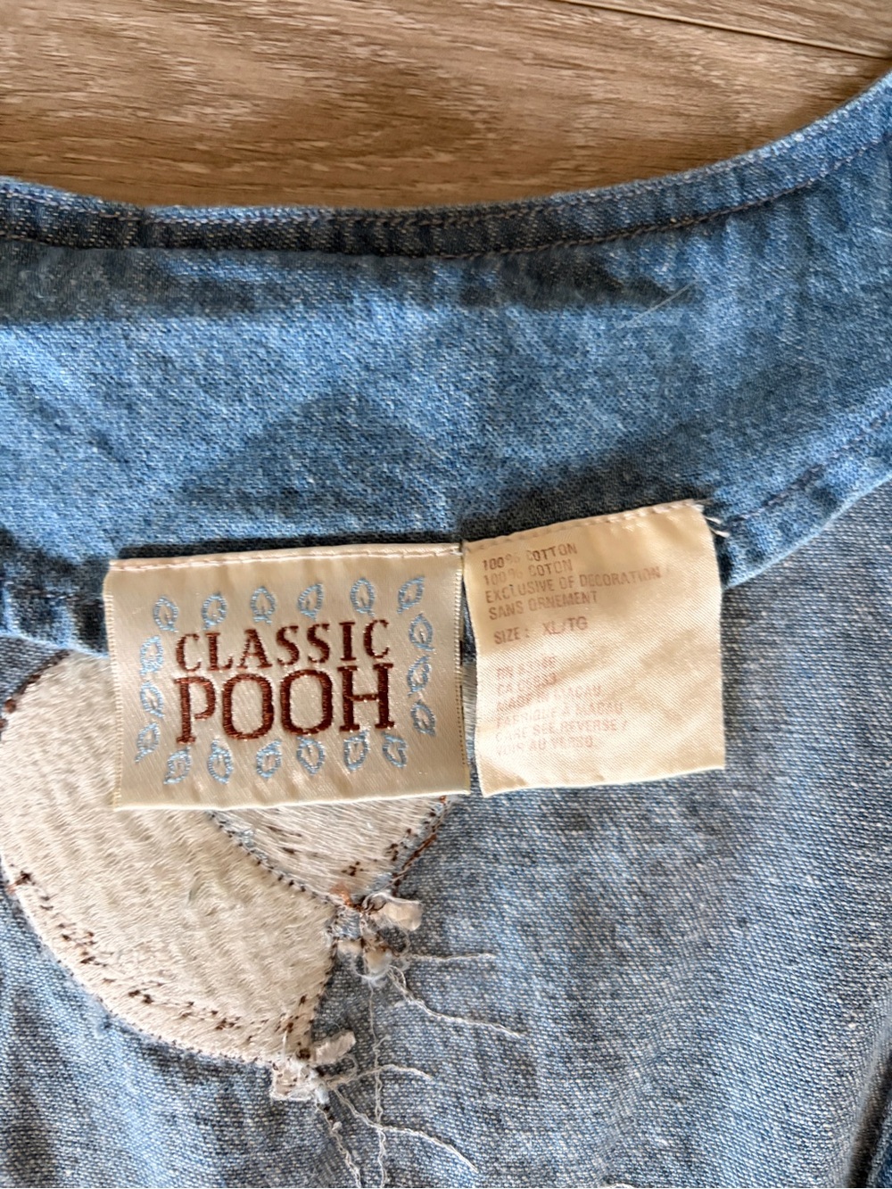 Classic Pooh Women's Denim Vest with Winnie the Pooh Embroidery - Blue - Picture 2 of 4